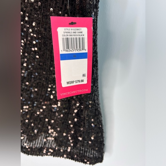 VINCE CAMUTO Women's Sequined Dolman Sleeve V-Neck Blouse - Picture 5 of 6